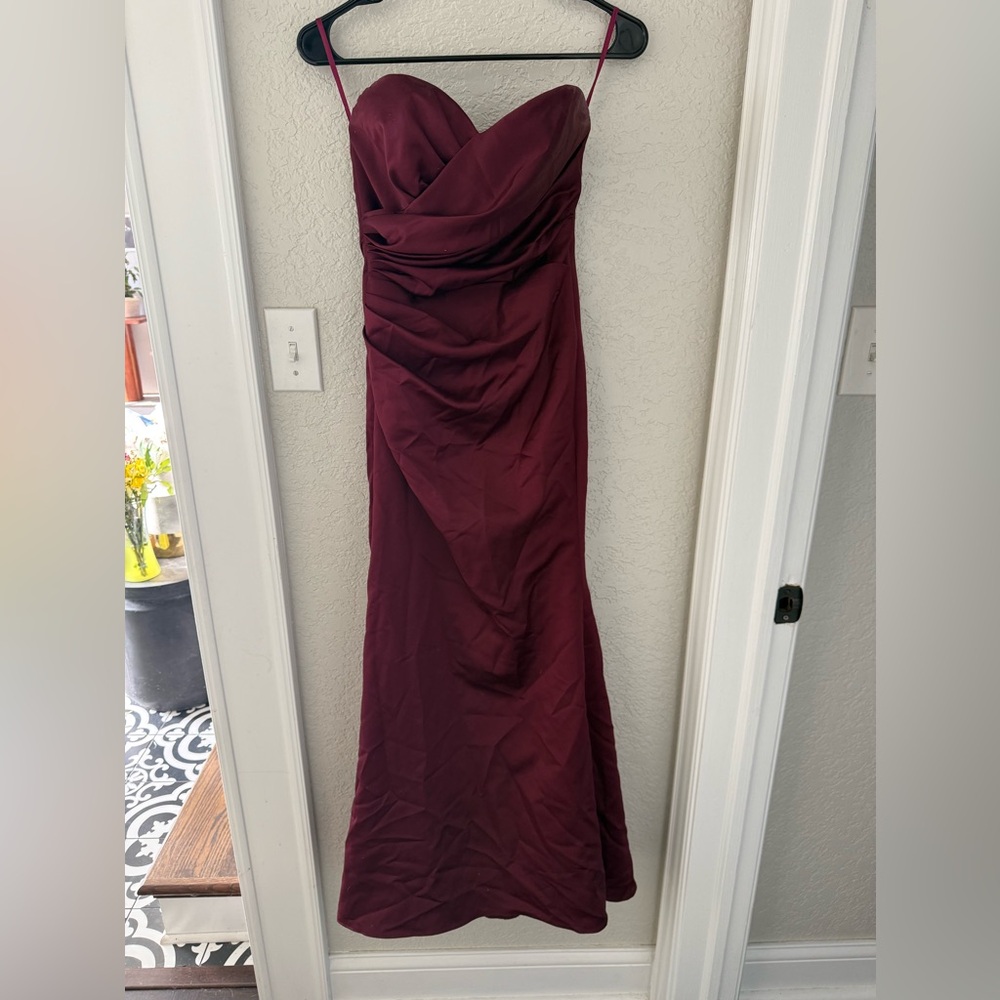 Strapless Burgundy Dress